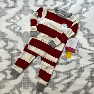 NWT Burt’s Bees red and white striped Christmas pajamas, size 12m